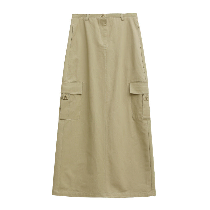 Women's Casual High Waist Slim Tooling Skirt