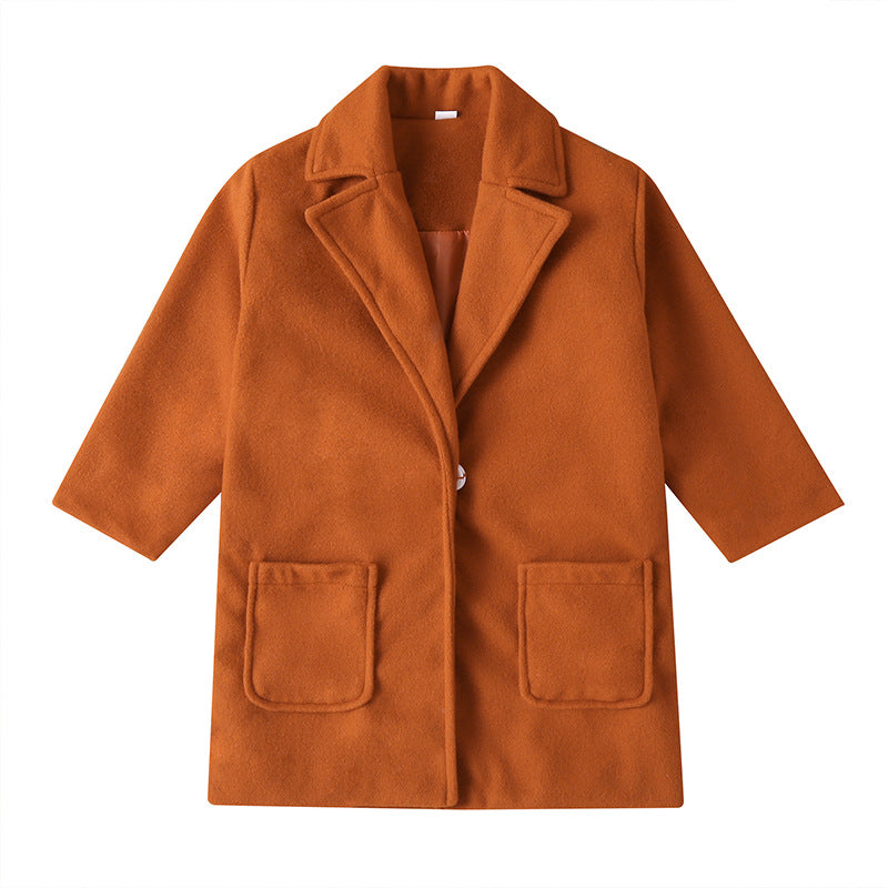 Children's Woolen Coat Bao Warm Boys Long-sleeved Blazer Jacket