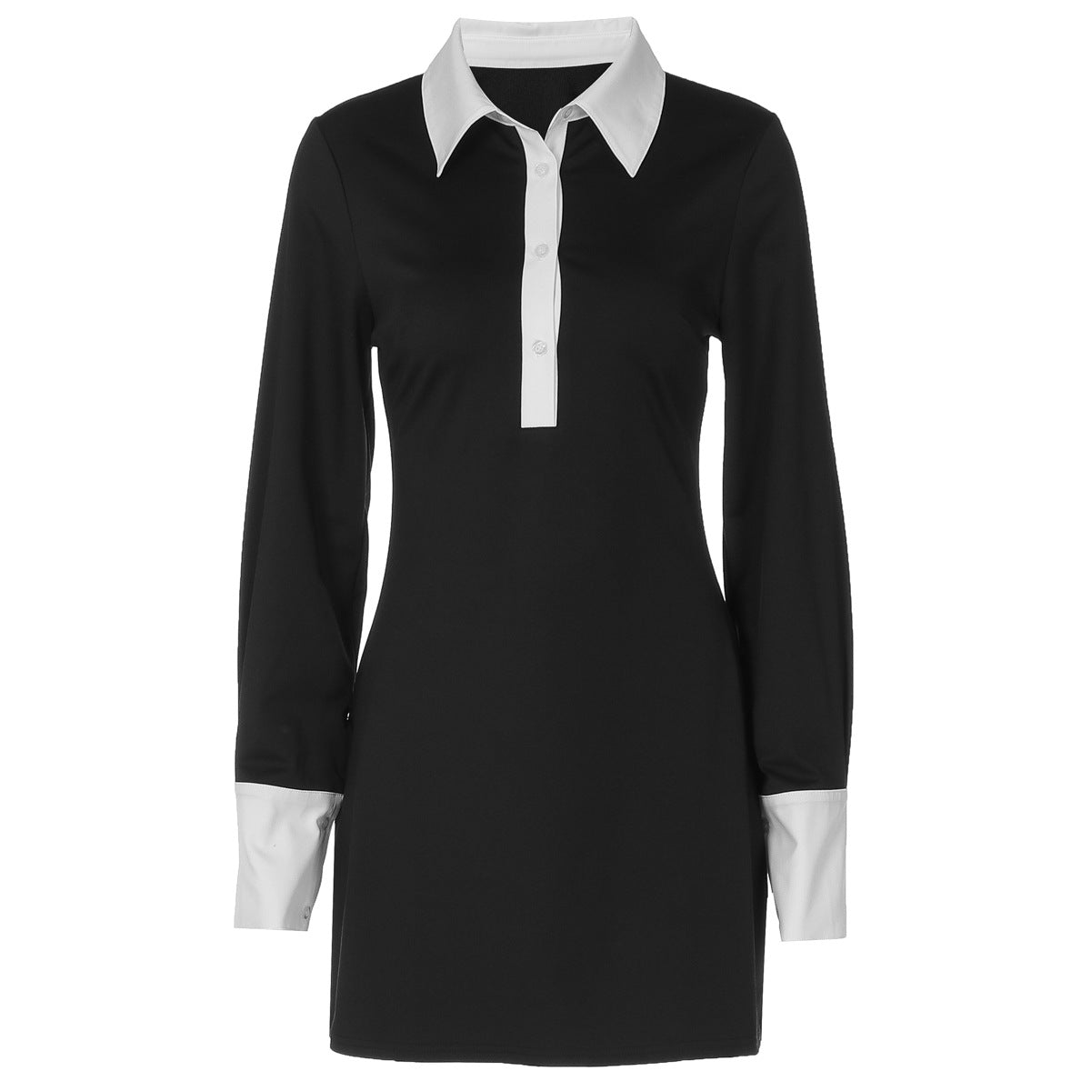 Womens Patchwork Color-Block Slim-Fit Elegant Dress