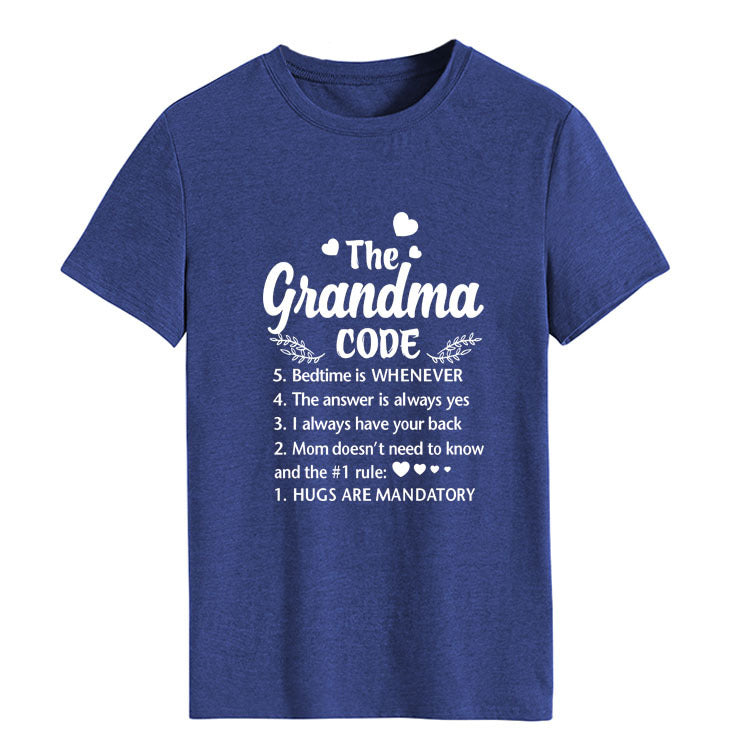 The Grandma Code Round Neck Letter Print Short Sleeves