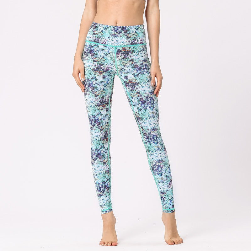 Women's Yoga Pants Digital Print High Waist Cropped Hip Pants