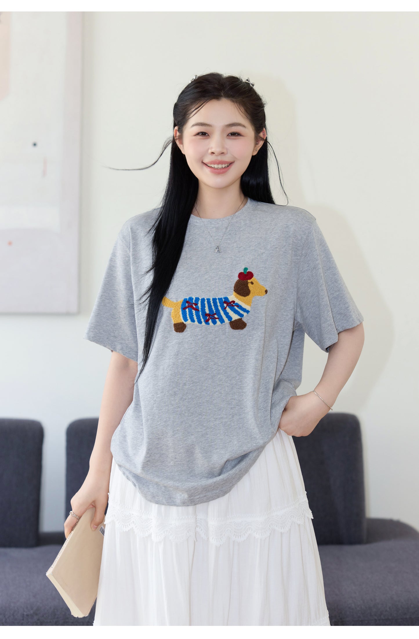 Loose Plus Size Sausage Dog Short Sleeve T-shirt