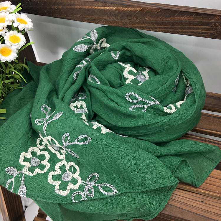 Spring And Summer Women's Artistic Ethnic Style Shawl Cotton Linen Versatile Long