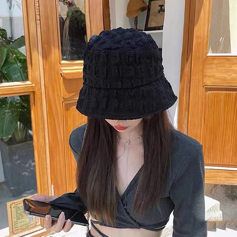 Women's Fashion Simple Solid Color Bubble Fabric Bucket Hat