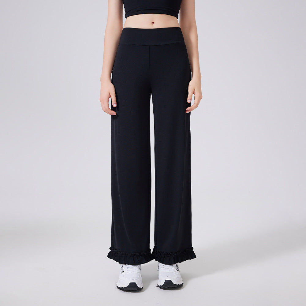 High Waist Belly Contracting Lace Loose Casual Straight Trousers
