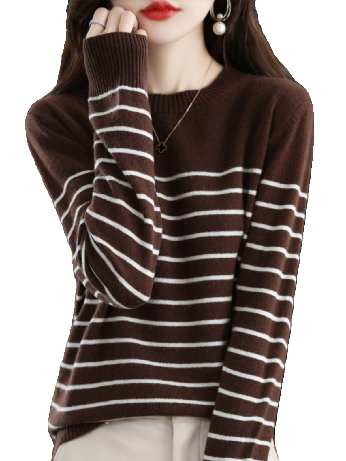 Autumn And Winter Women's Wool Sweater New Fashion Round Neck Inner Wear