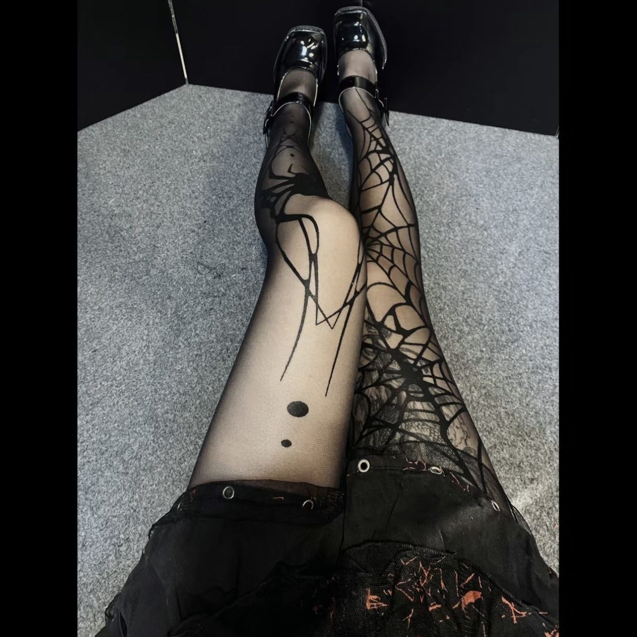 Dark Goth Punk Halloween Tarantula Female Stocking
