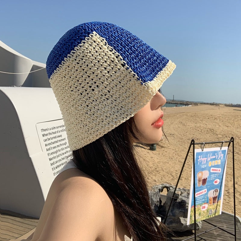 Hollow And Breathable In Summer Blue Panel Bucket Hat