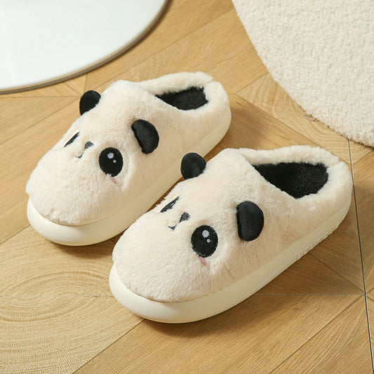 Cute Panda Cotton And Linen Soft Bottom Non-slip Slippers