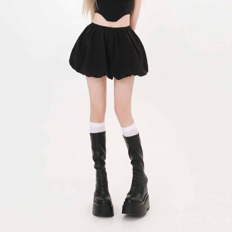 Women's A- Line Low Waist Puffy Bud Skirt