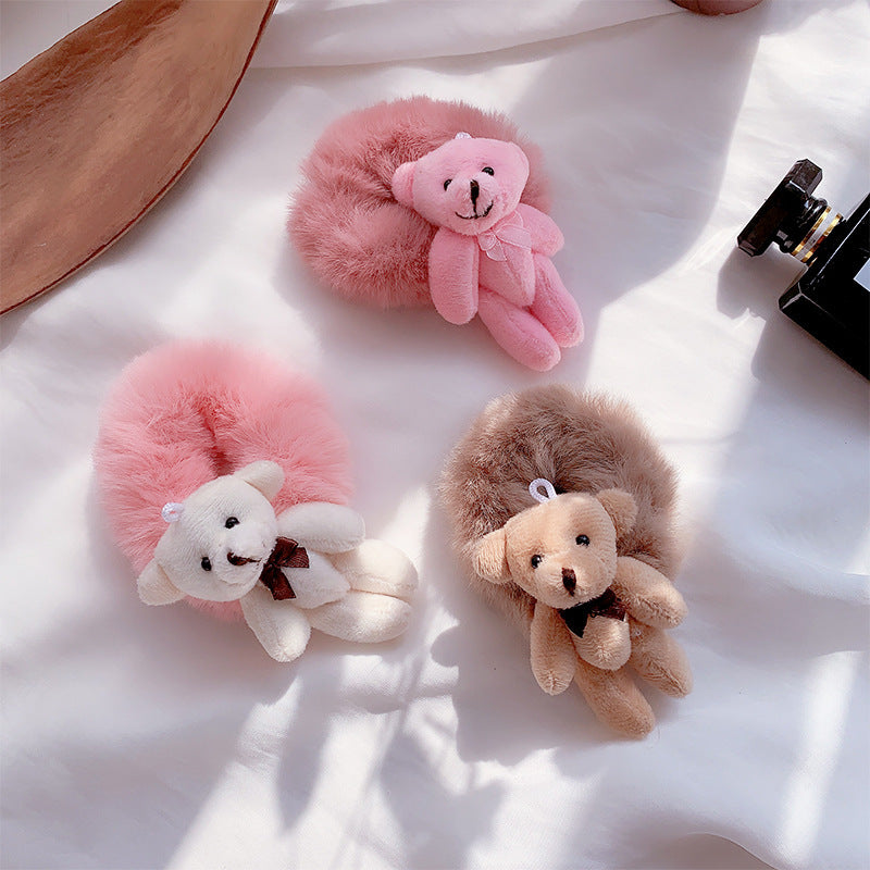Girl Simple Hair Ring Bear Rope Cute