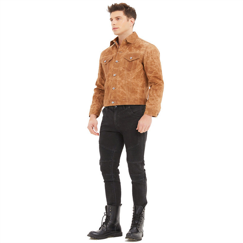 American-style Vintage Huangshi Khaki Canvas Oil Wax Jacket Amekaji Hard Coat