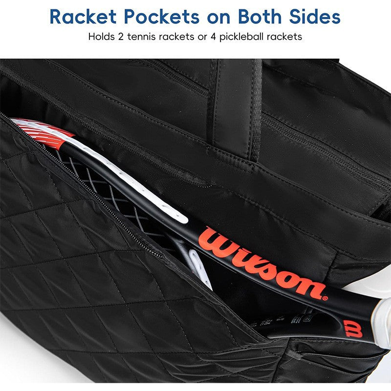 Multi-functional Tennis Tote With A Shoe Compartment And Oversized Quilting