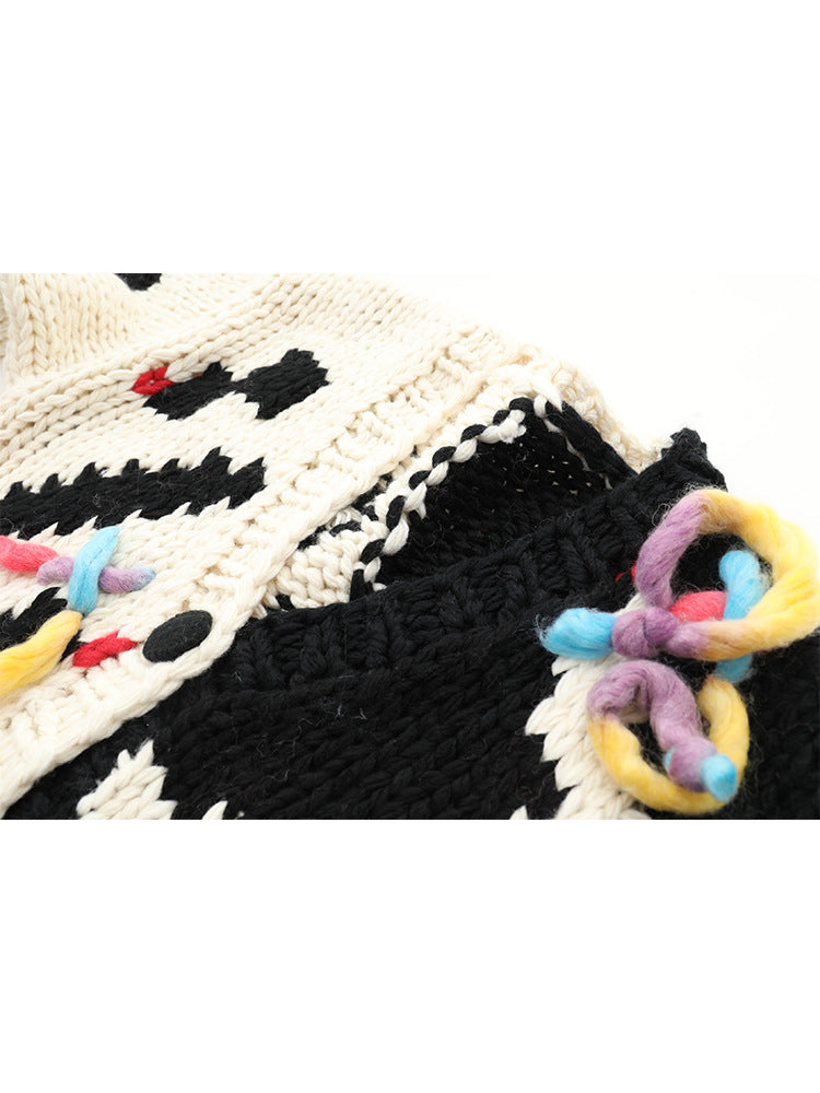 Handmade Knitting Needle Crocheted Color Matching Tassel Top