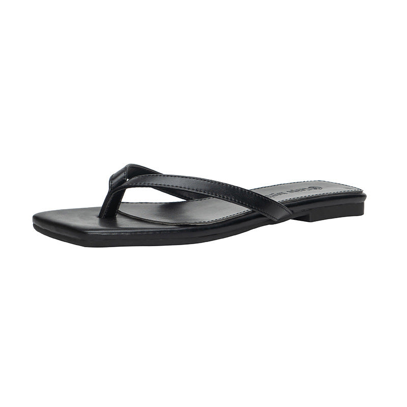 Square Head Flip Flops French Style Kitten Heel Women
