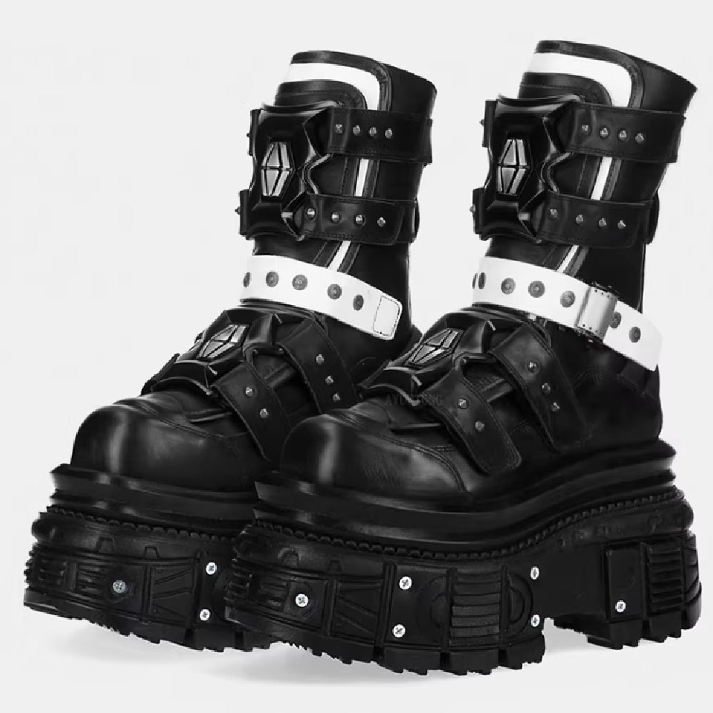 Female Punk Platform Studded Motorcycle Boots