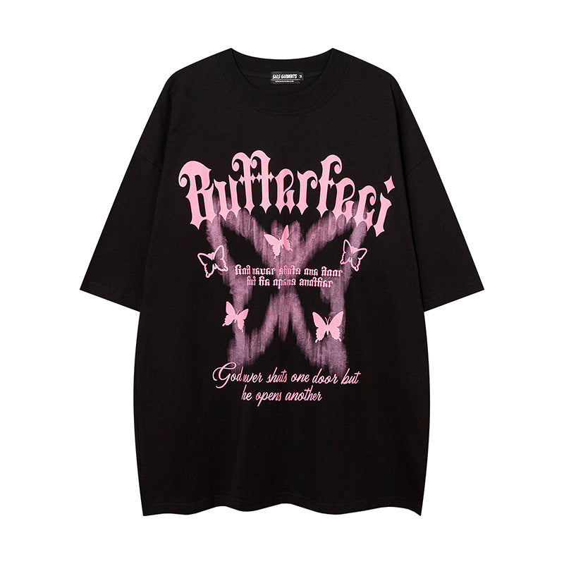 American High Street Butterfly Printed T-shirt For Men And Women