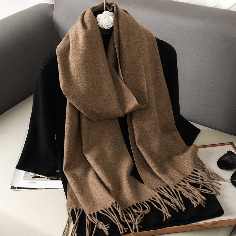 Solid Color Maillard Scarf Cashmere-like Women Warm Shawl