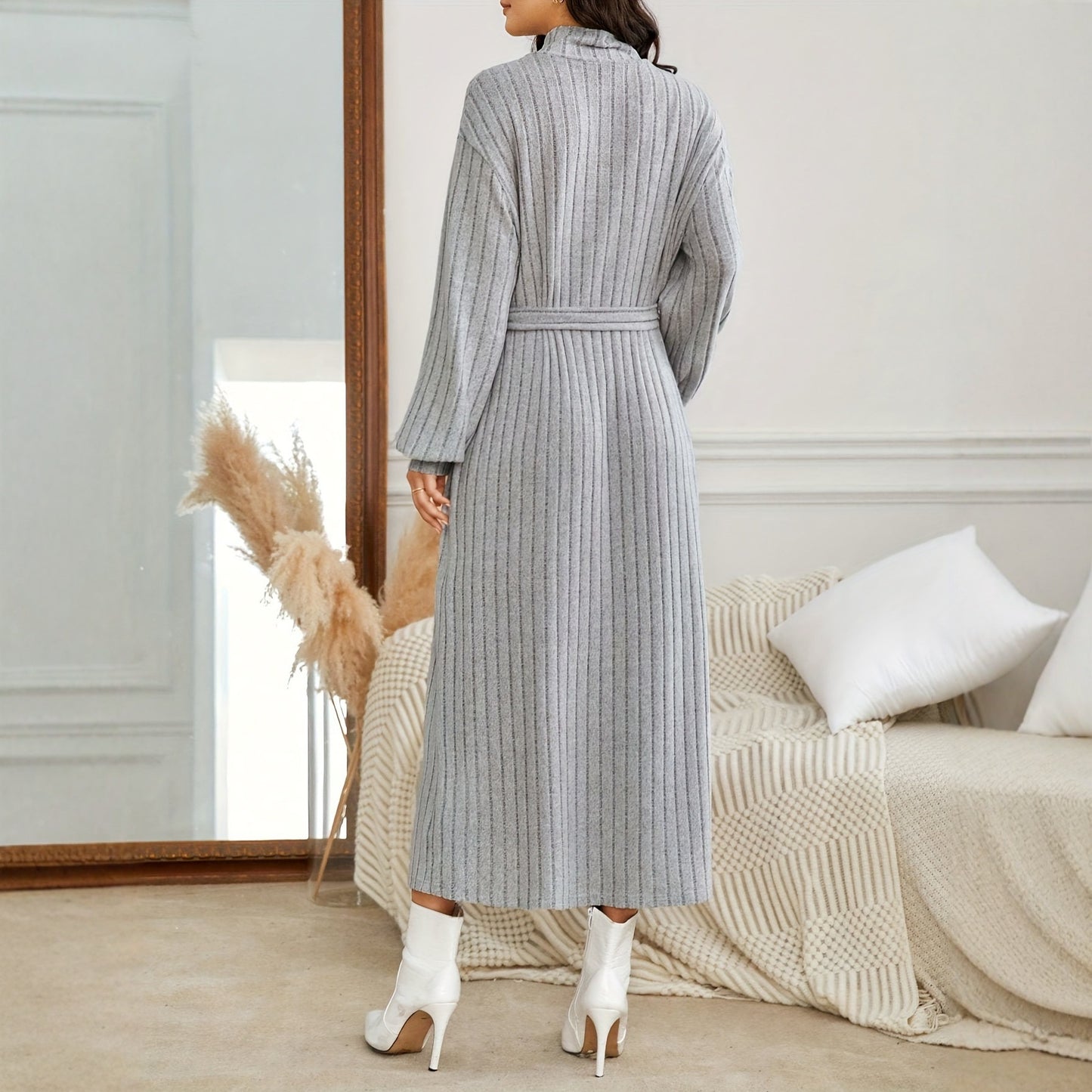 New High Neck Long Sleeve Dress