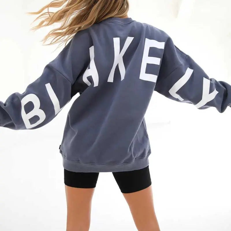 Moderigtig printet tyk langærmet løs sweatshirt