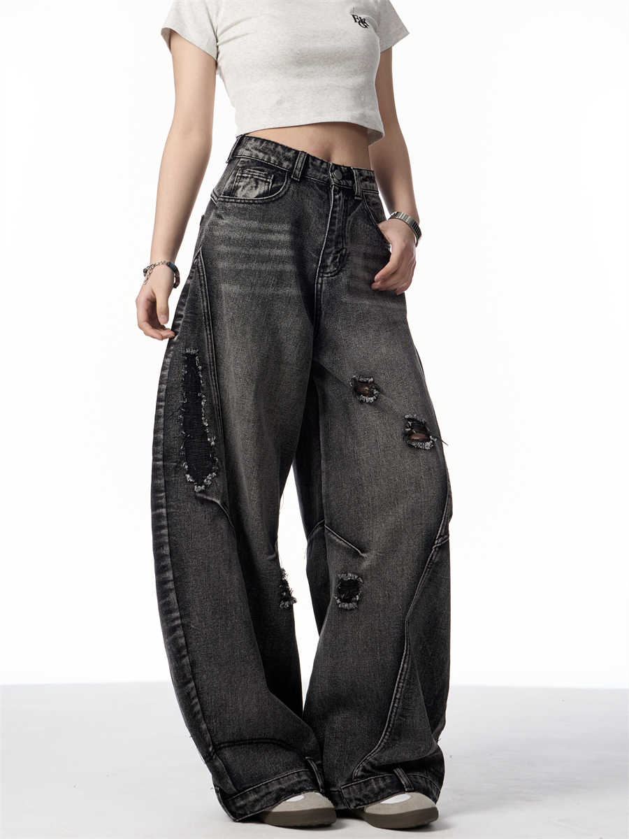 Retro Minority Design Wash Cut Deconstruct Machete Daddy Jeans