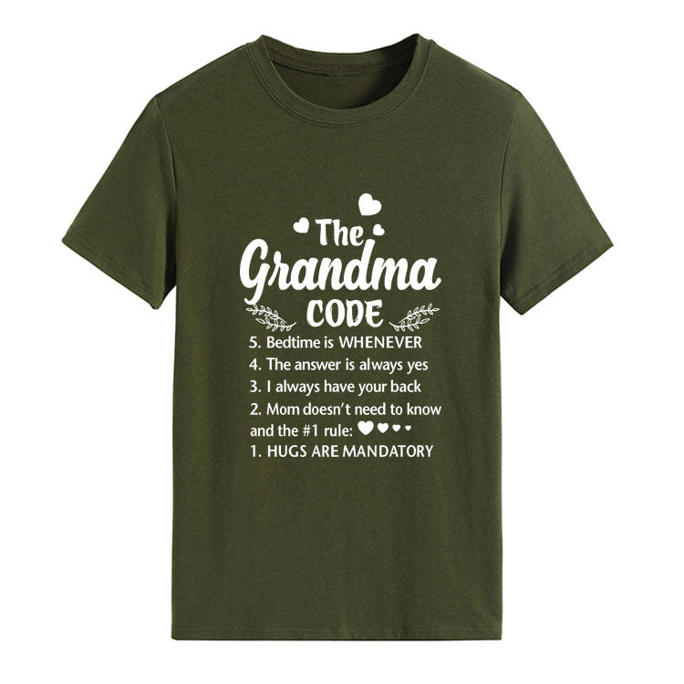 The Grandma Code Round Neck Letter Print Short Sleeves