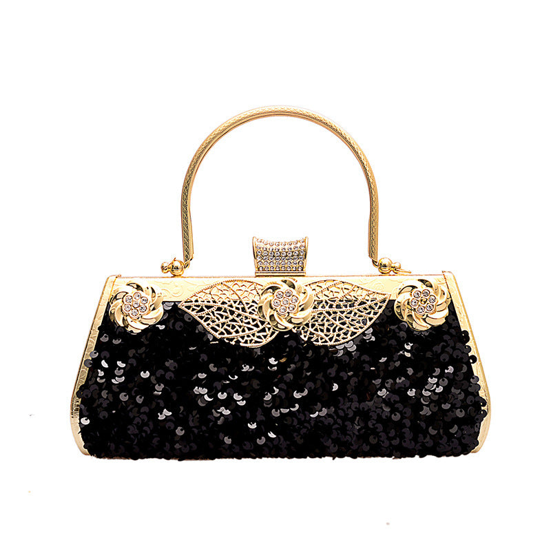 Metal Handbag With Diamond Banquet Clutch