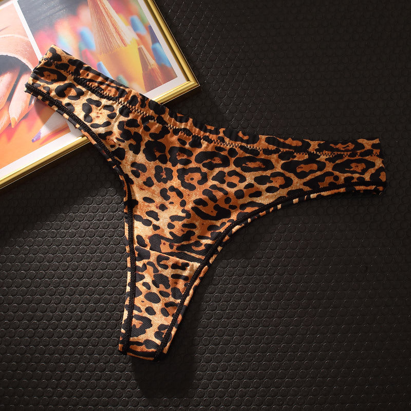 Leopardprint Thong i europæisk og amerikansk stil, sexet og sømløs