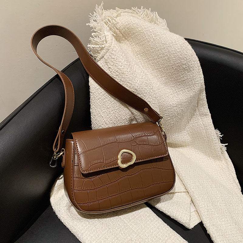 Personality Stone Pattern Stone Cracked Shoulder Bag With Stitching