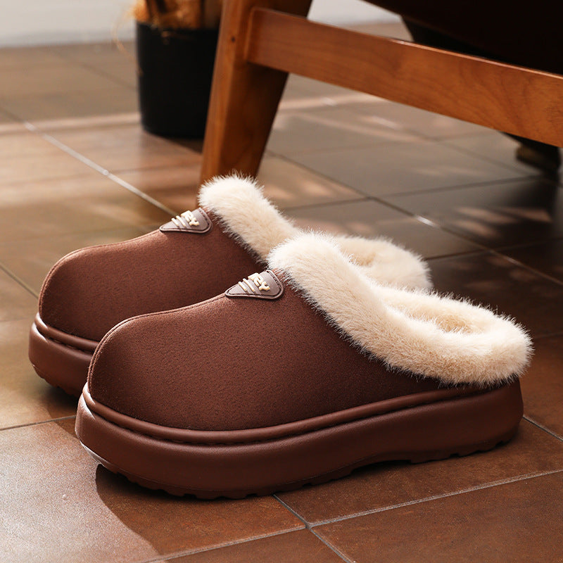 Women's Winter Wear Non-slip Thick Bottom Simple Fashion Home Fluffy Slippers