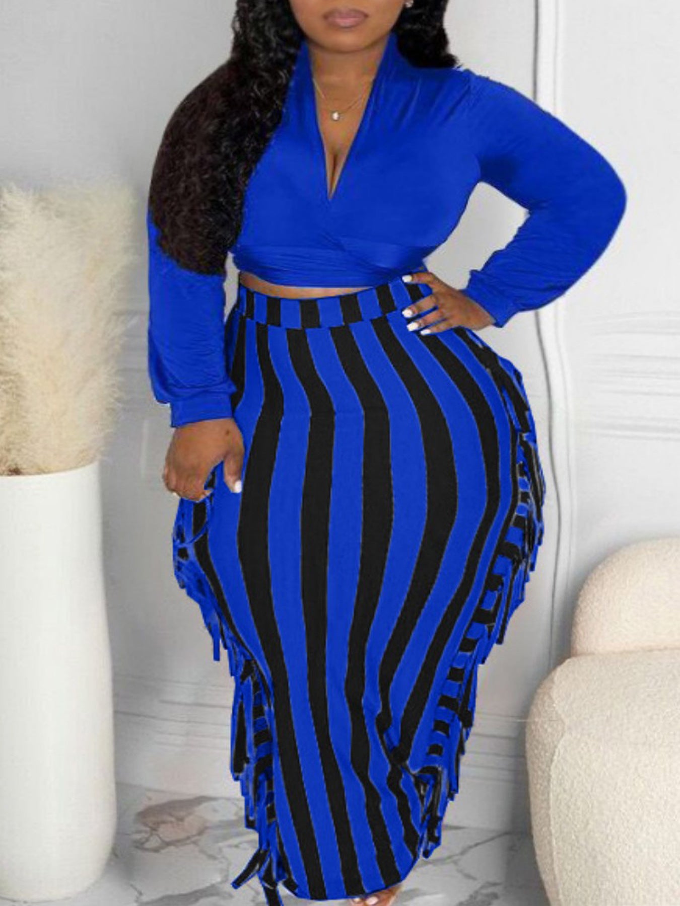 Autumn And Winter Women's Lace-up Tassel Suit Skirt 31302