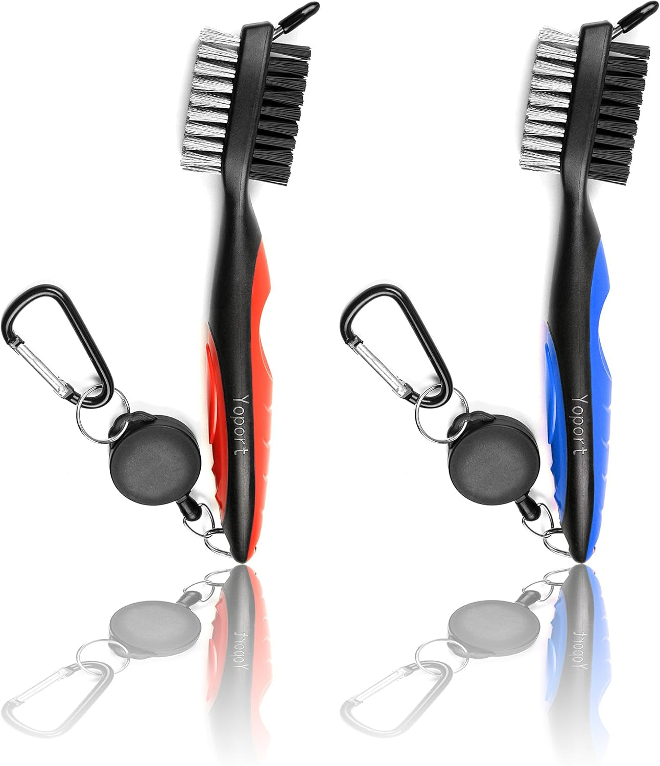 ® Golf Club Brush and Club Groove Cleaner 2 Ft Retractable Zip-Line Aluminum Carabiner, Lightweight and Stylish, Ergonomic Design, Easily Attaches to Golf Bag