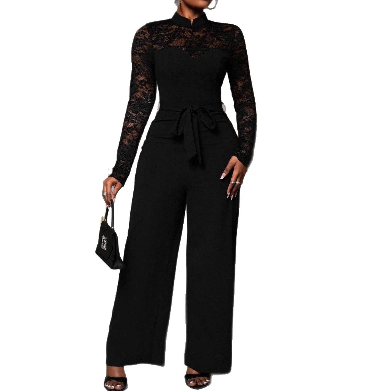 Women's Fashionable And Elegant Lace-Patchwork Jumpsuit