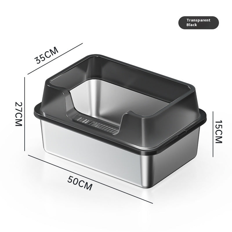 Stainless Steel Litter Box Open Deepening Semi-closed