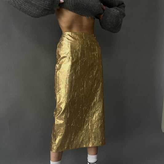 Skirt Pleated High Waist Back Slit Trendy Wild