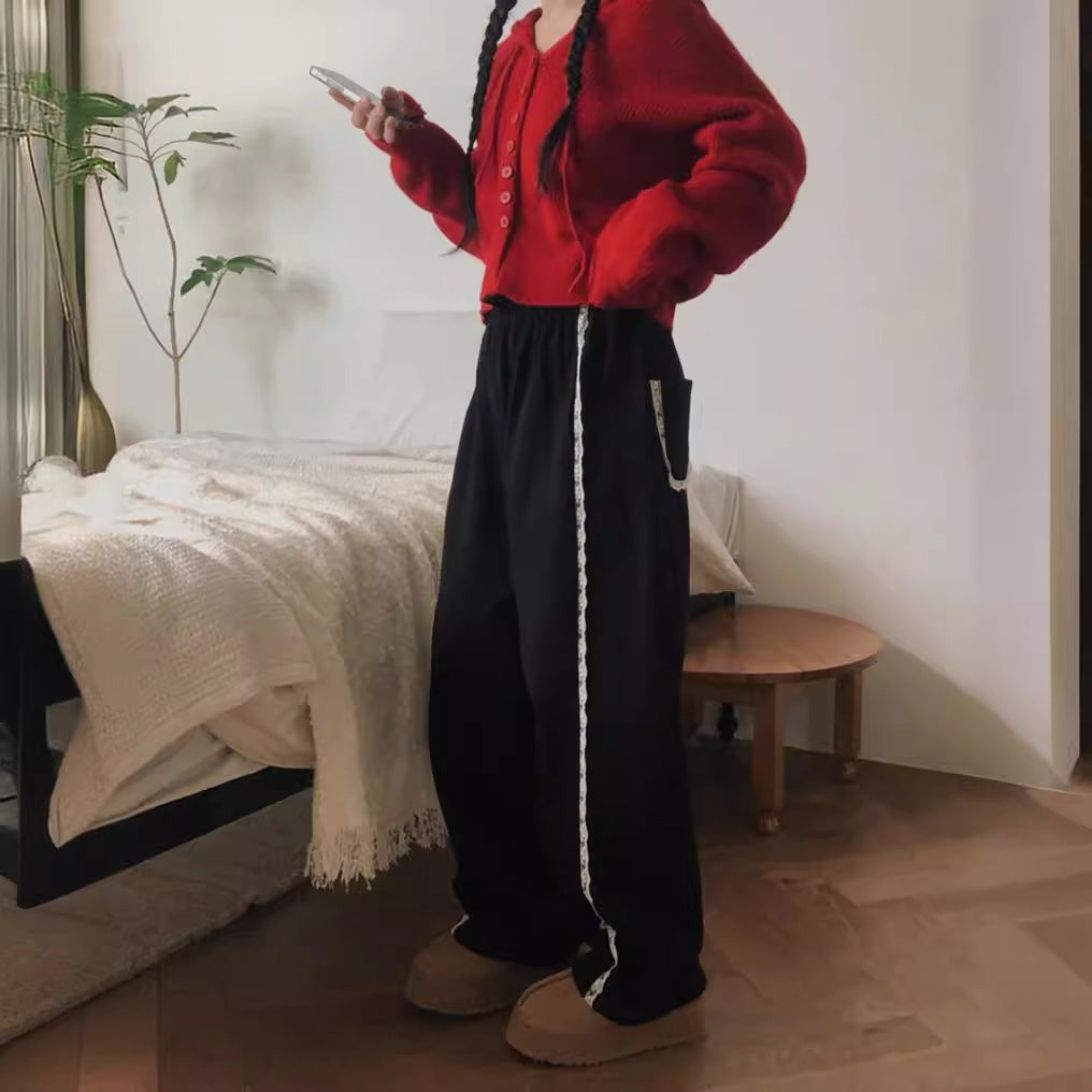 Women's Casual Lace Pocket Sports Casual Pants