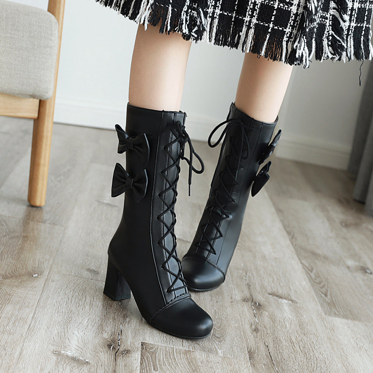Autumn Winter Knight Boots Chunky High Heels