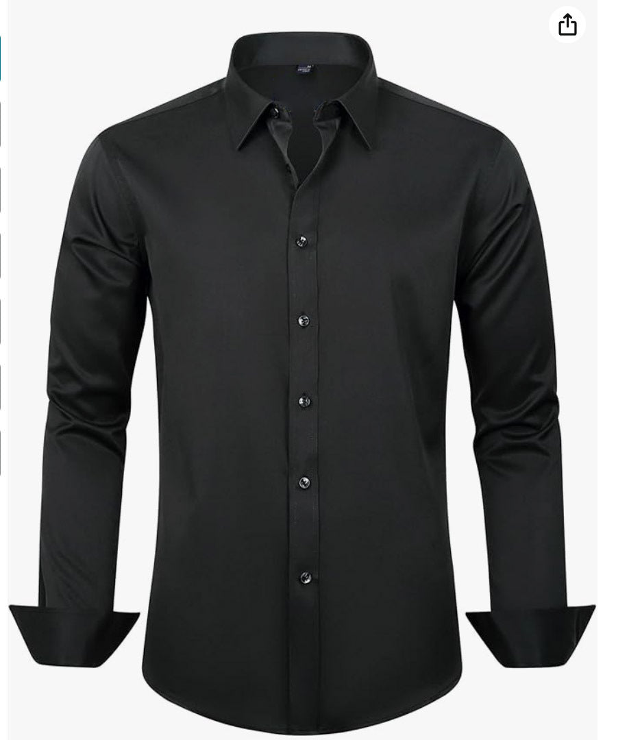 Men's Slim-fit Long-sleeve Solid Color Simple Business Casual Shirt