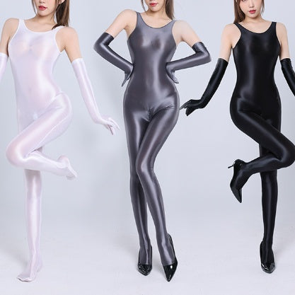 Backless Zipper One-piece Tight-fitting And Shiny Body Toning Socks