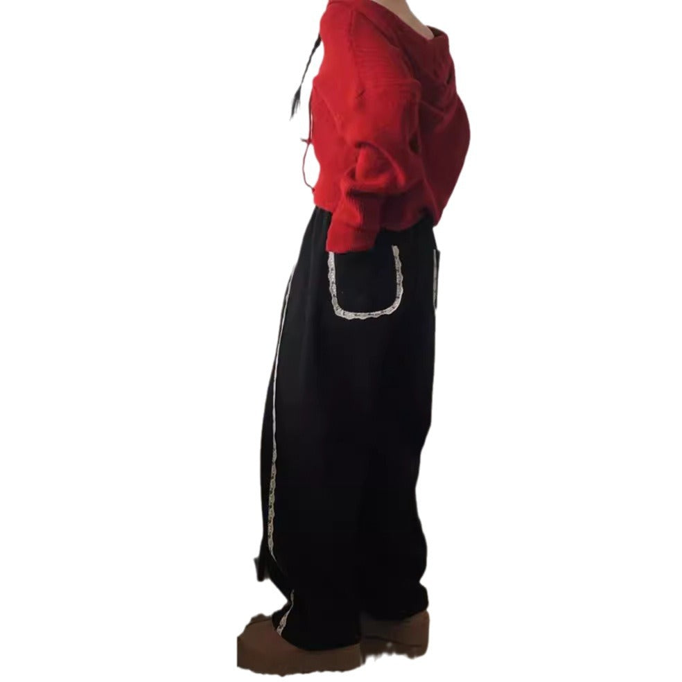 Women's Casual Lace Pocket Sports Casual Pants