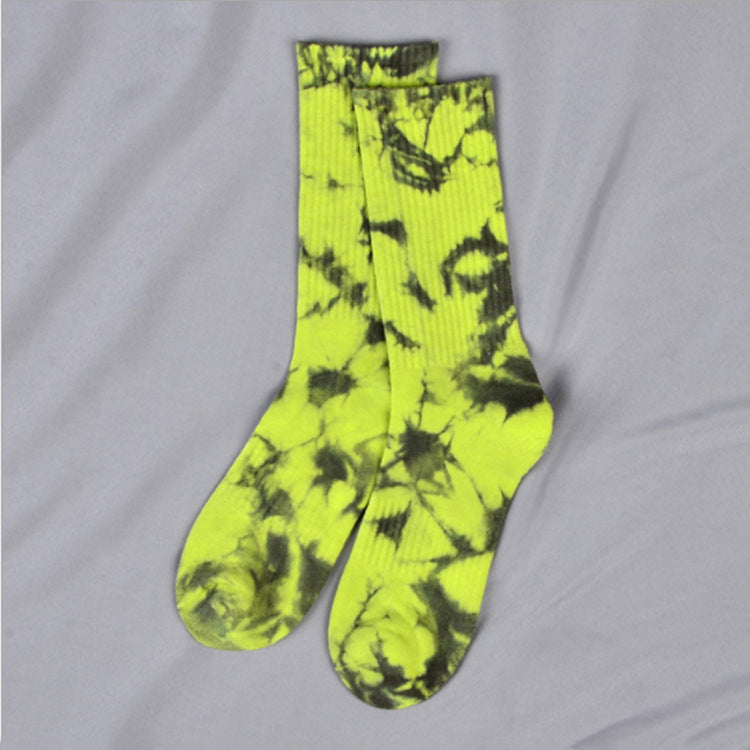 Tie-dye Sokker Til Mænd Og Kvinder I Mid-Tube High Top Street