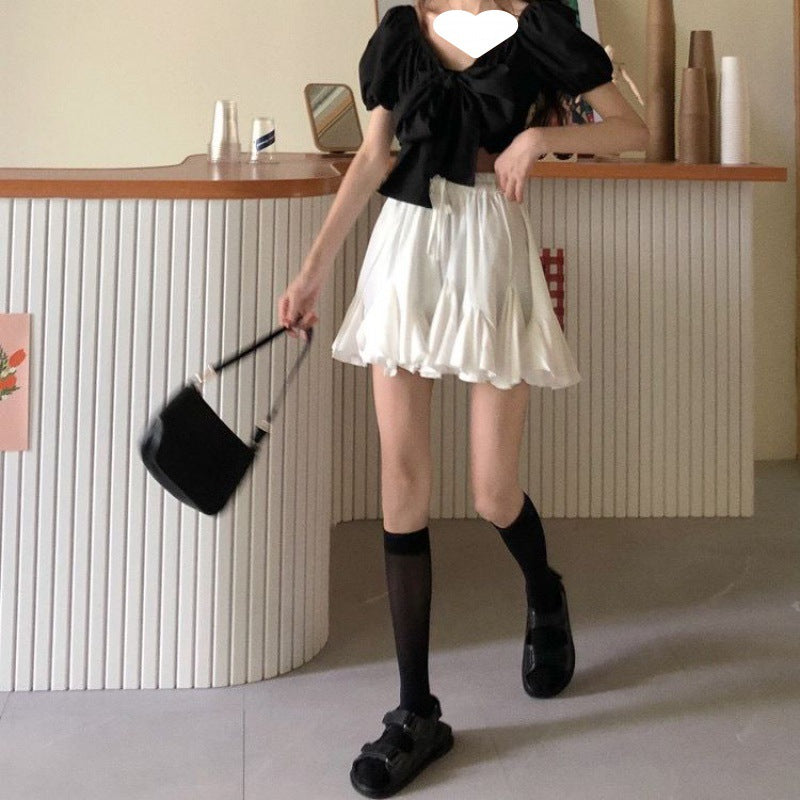 White Slimming Puffy A- Line Dress Women