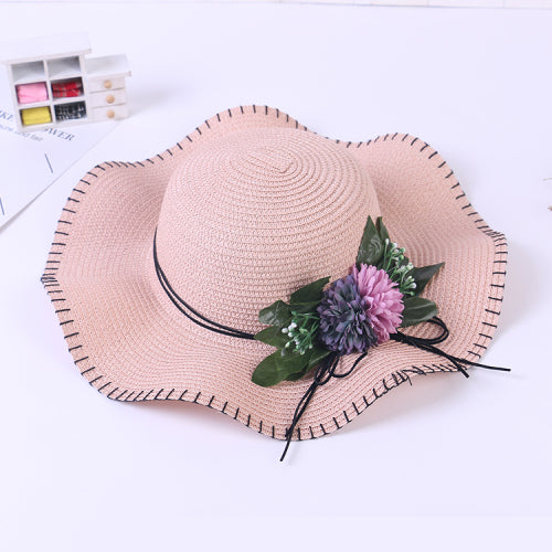 Women's Temperament Sun Hat With Large Edge Simulation Flower