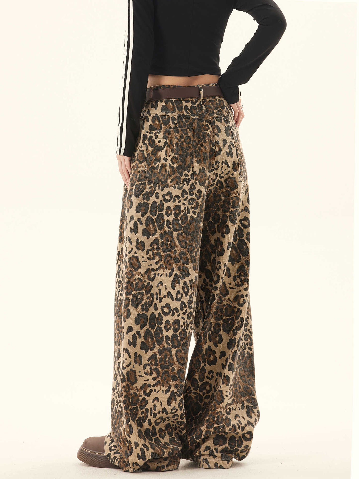 Loose Plus Size Retro Street Loose Wide Leg Leopard Patterned Pants