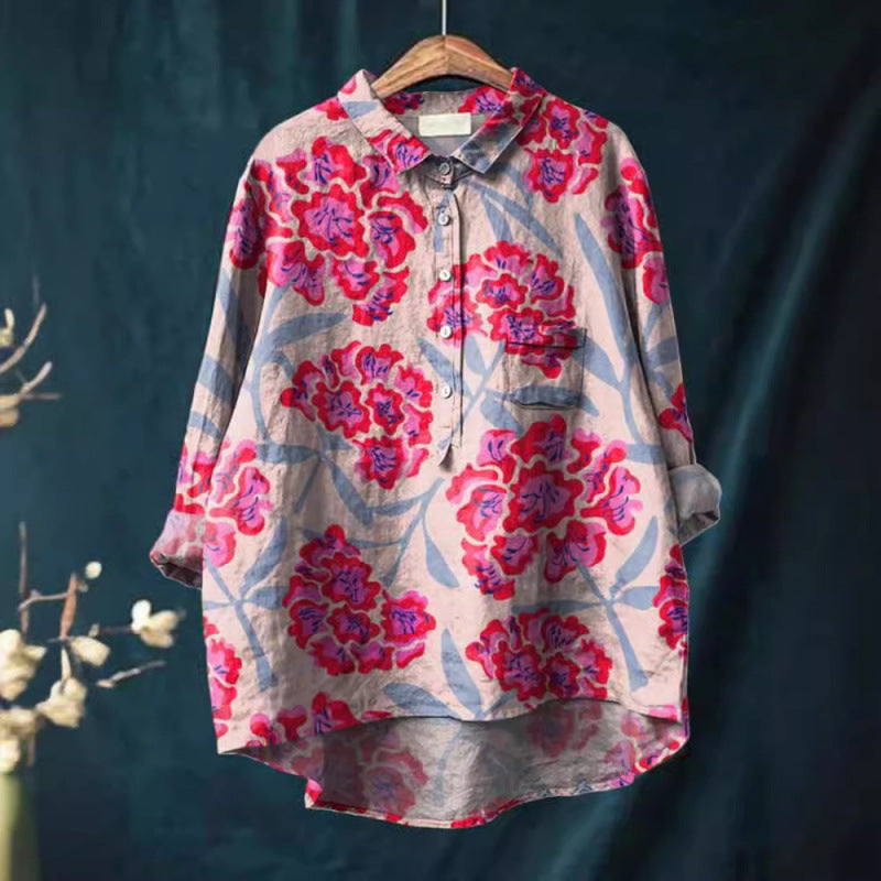 Animal Print Hawaiian Long Sleeve Shirt