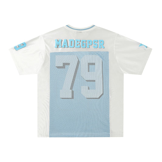 American-style Short-sleeved T-shirt For Men And Women Oversize Summer Hollow-out Mesh Stitching