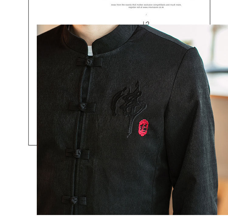 Chinese Style Men's Embroidered Buddha Casual Jacket
