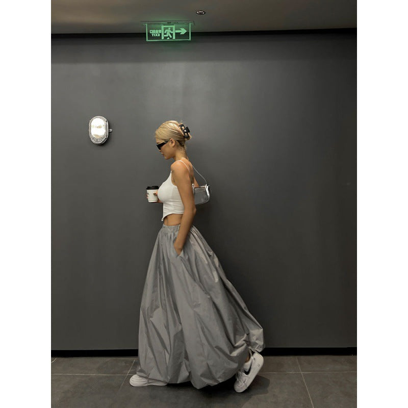 High Elastic Waist Casual Loose Temperament A- Line Skirt