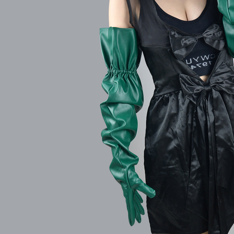 Large Sleeve Loose Long Leather Elastic Belt Gloves