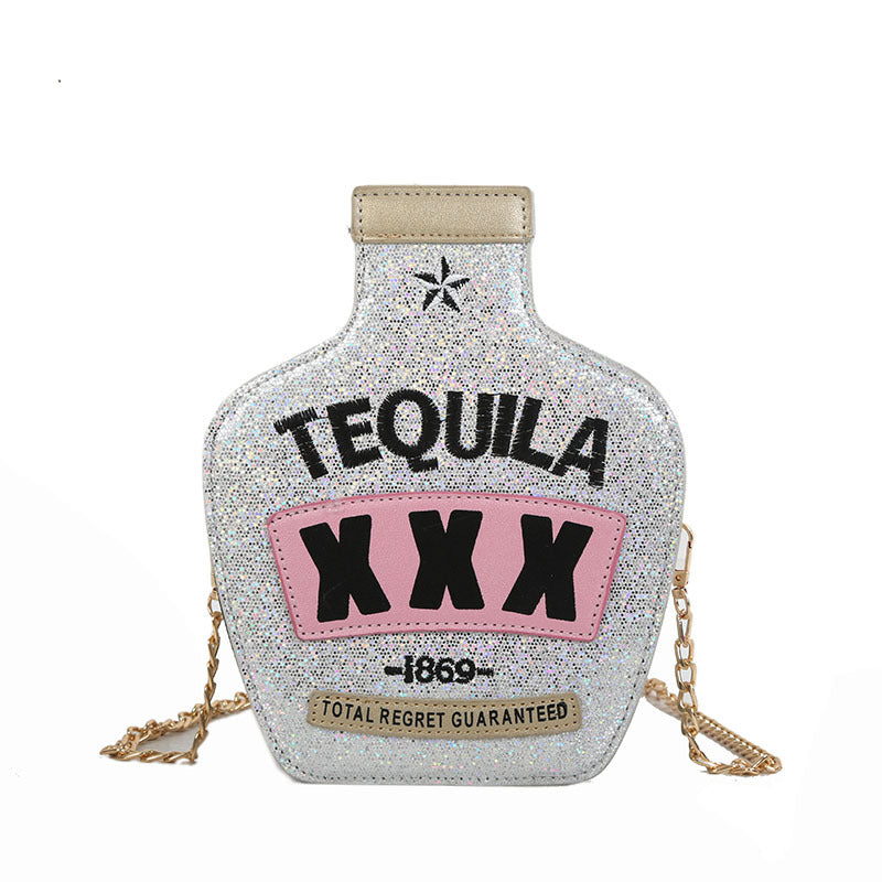 Laser Sequined Wine Bottle Shoulder Bag Creative
